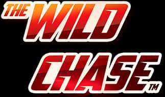 Chase Logo 桌布 壁紙 — 大膽的紅色和橙色漸變文字在黑色背景上以白色輪廓顯示「THE WILD CHASE」。