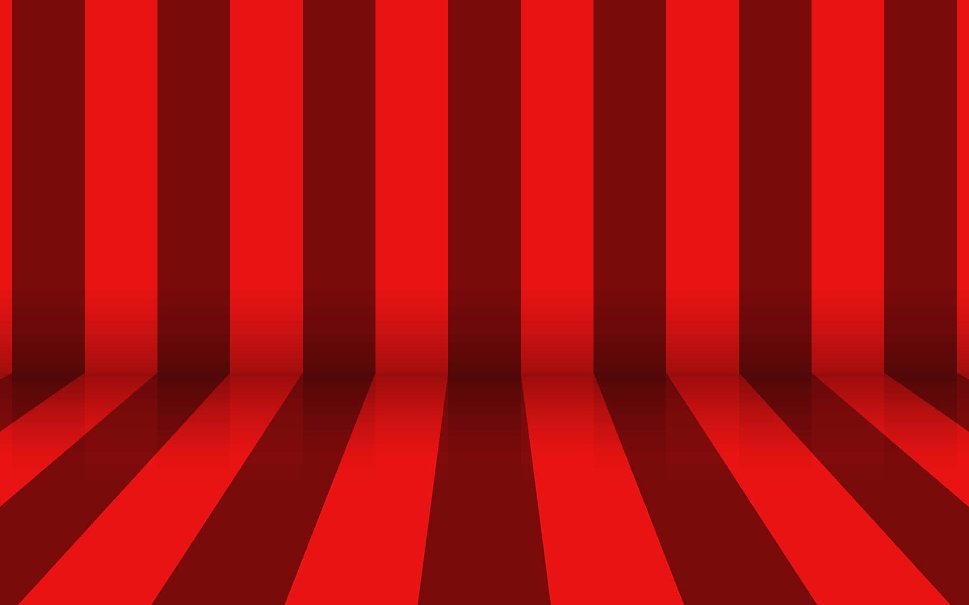 Red Texture 桌布 壁紙 — 大膽的紅色和深紅色垂直條紋營造出一個戲劇性的3D渲染房間，帶有反射地板和後退的透視效果。