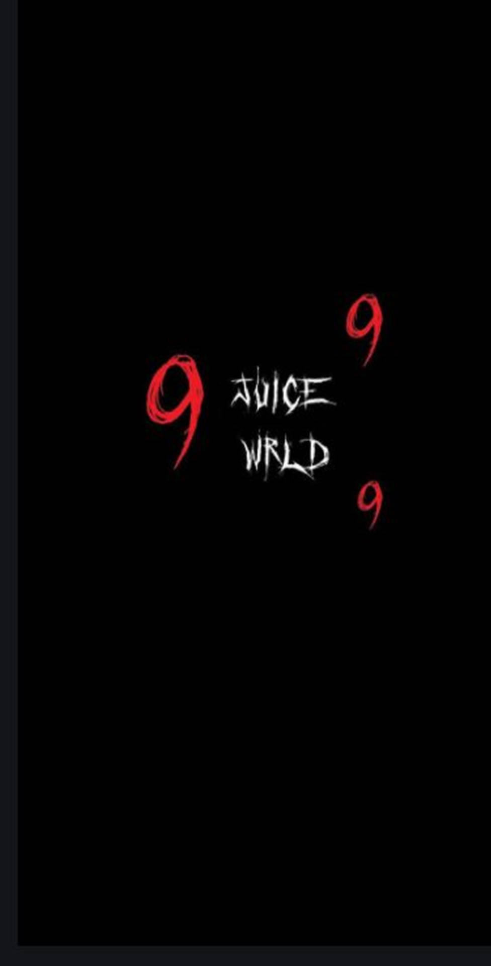 黑色背景上顯示Juice WRLD和9的紅色和白色文字。 — Juice Wrld 壁紙