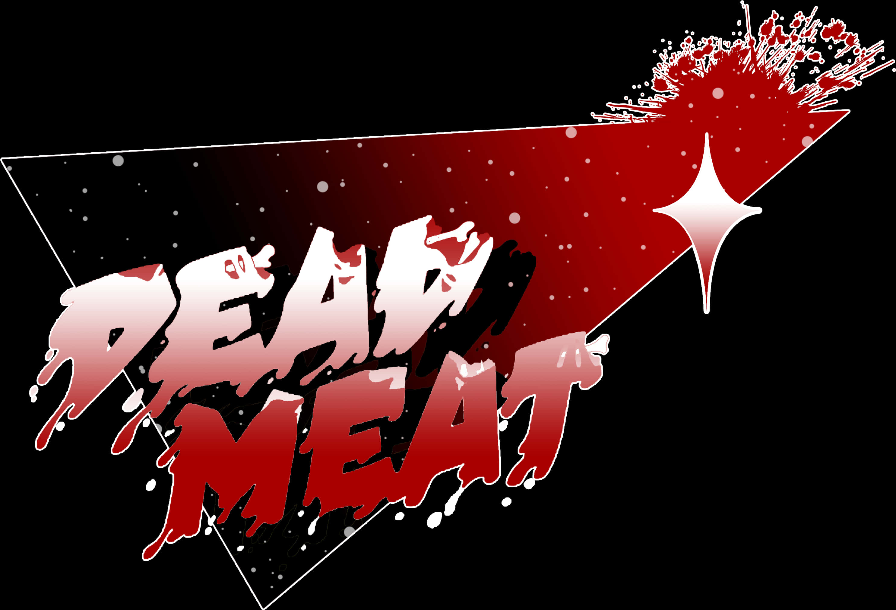 佛莱迪·克鲁格 桌布 壁紙 — 大膽的紅色和白色「DEAD MEAT」文字在黑色背景上滴血，帶有星爆和飛濺效果。