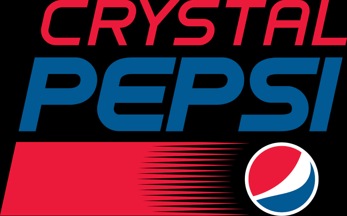標誌 桌布 壁紙 — 大膽的紅色和藍色Crystal Pepsi標誌，帶有標誌性的漩渦標誌，黑色背景。