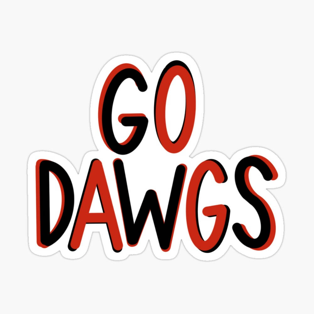 Go Dawgs 運動隊口號貼紙，紅、黑、白色。 — 喬治亞鬥牛犬 GIF 壁紙
