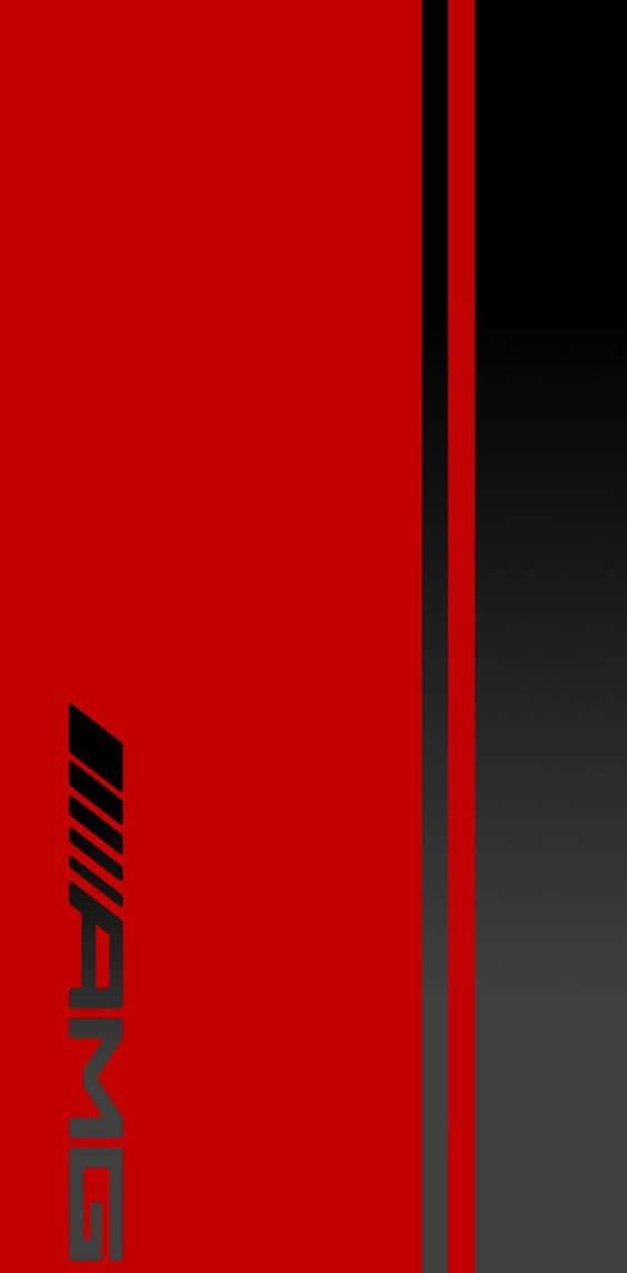 Pixel 3 Grid Autosport 桌布 壁紙 — 大膽的紅色和黑色垂直條紋，搭配時尚現代字體的AMG標誌。
