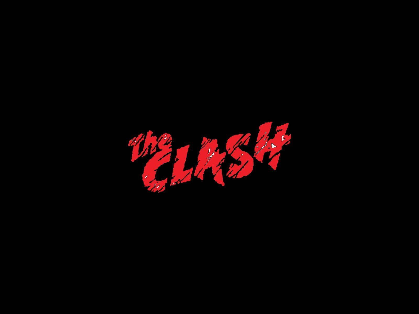 English 桌布 壁紙 — 大膽的紅色塗鴉風格文字「the CLASH」在純黑色背景上突出顯示。