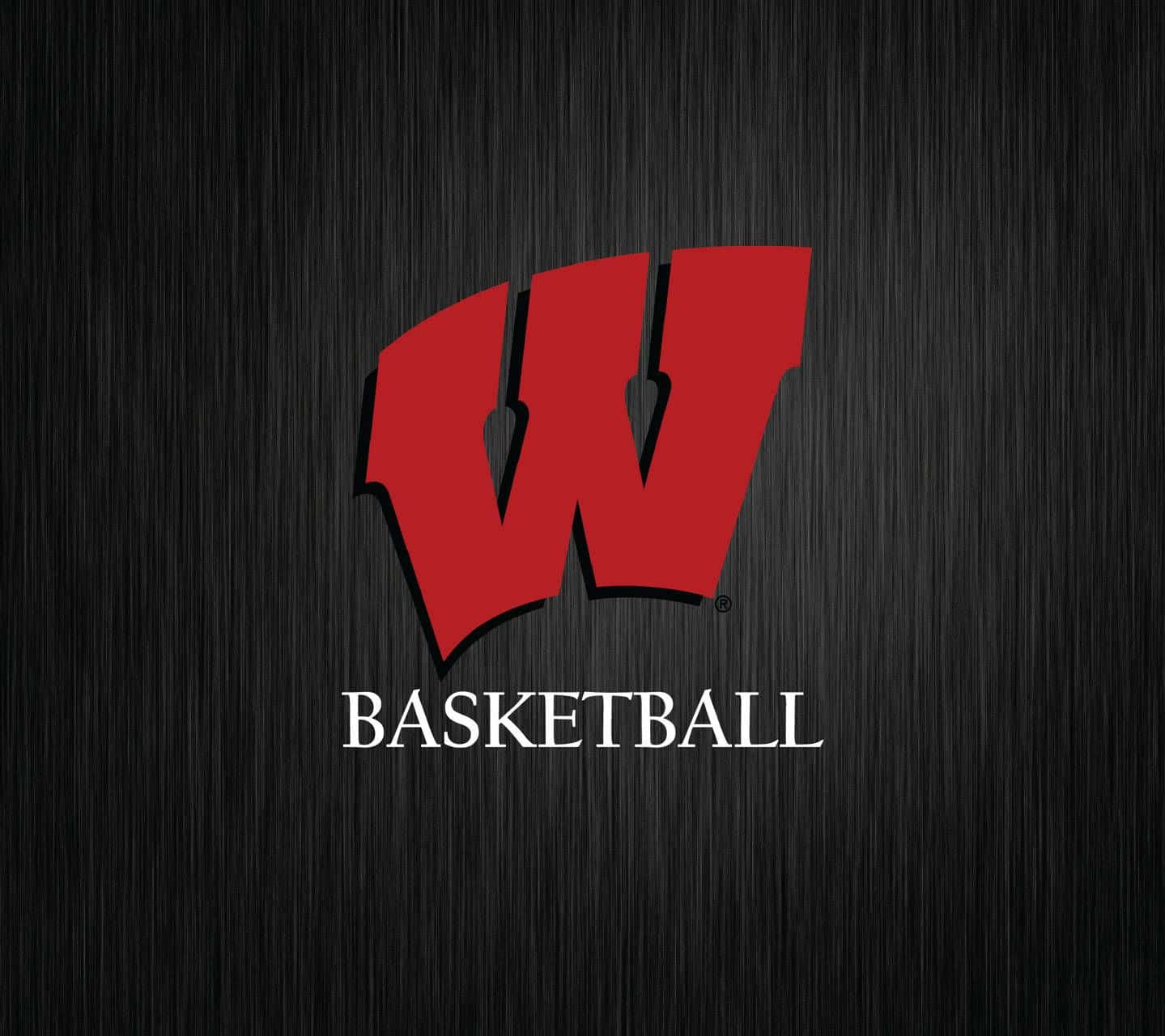 Wisconsin Badgers 桌布 壁紙 — 大膽的紅色威斯康辛籃球標誌在帶有紋理的黑色拉絲金屬背景上脫穎而出。