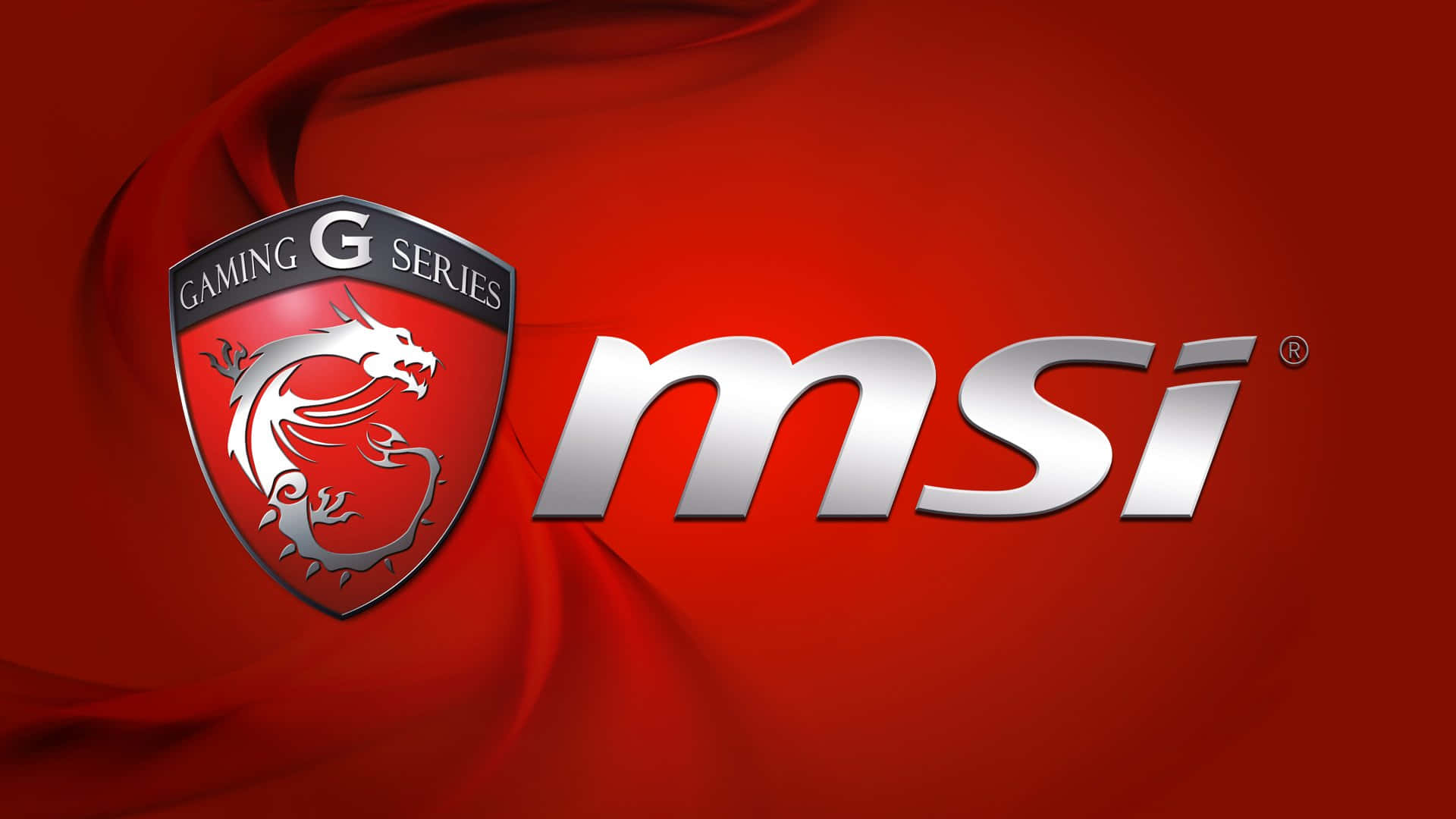 微星 桌布 壁紙 — 大膽的紅色布料背景展示了MSI Gaming G Series標誌，帶有銀色龍紋章和金屬MSI文字。