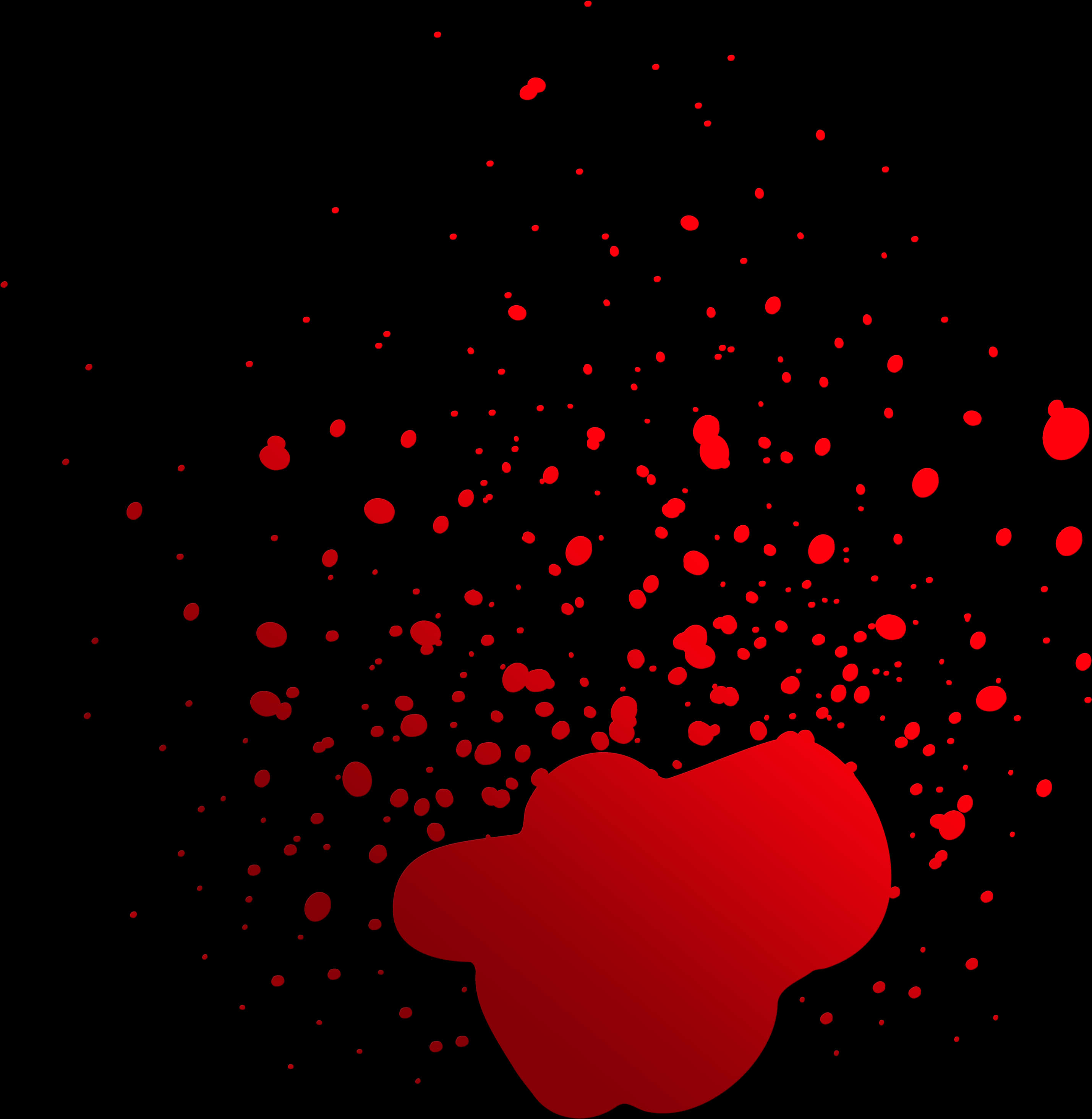 Blood Splatter 桌布 壁紙 — 大膽的紅色油漆飛濺在純黑背景上向外輻射，形成動態的抽象構圖。