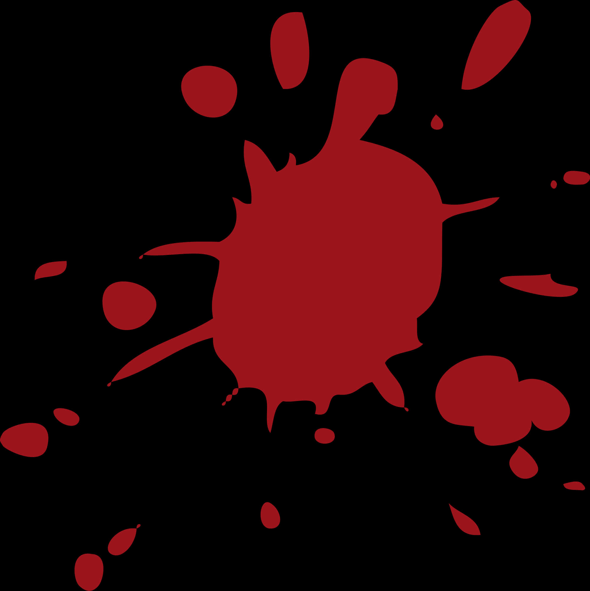 Blood Drop 桌布 壁紙 — 大膽的紅色油漆飛濺在純黑背景上爆炸，形成動態抽象構圖。