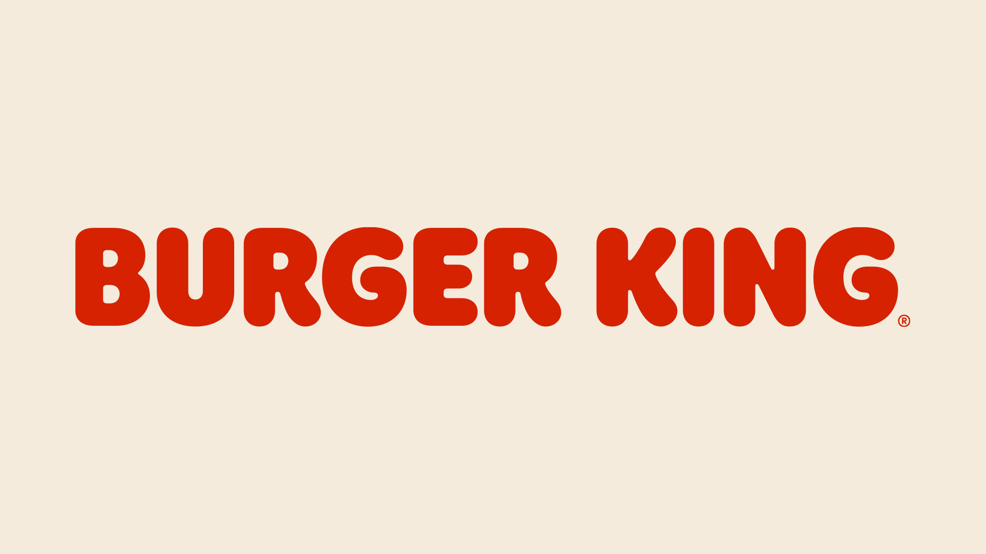 Burger 桌布 壁紙 — 大膽的紅色漢堡王標誌居中在純色米色背景上，搭配簡潔的極簡設計。