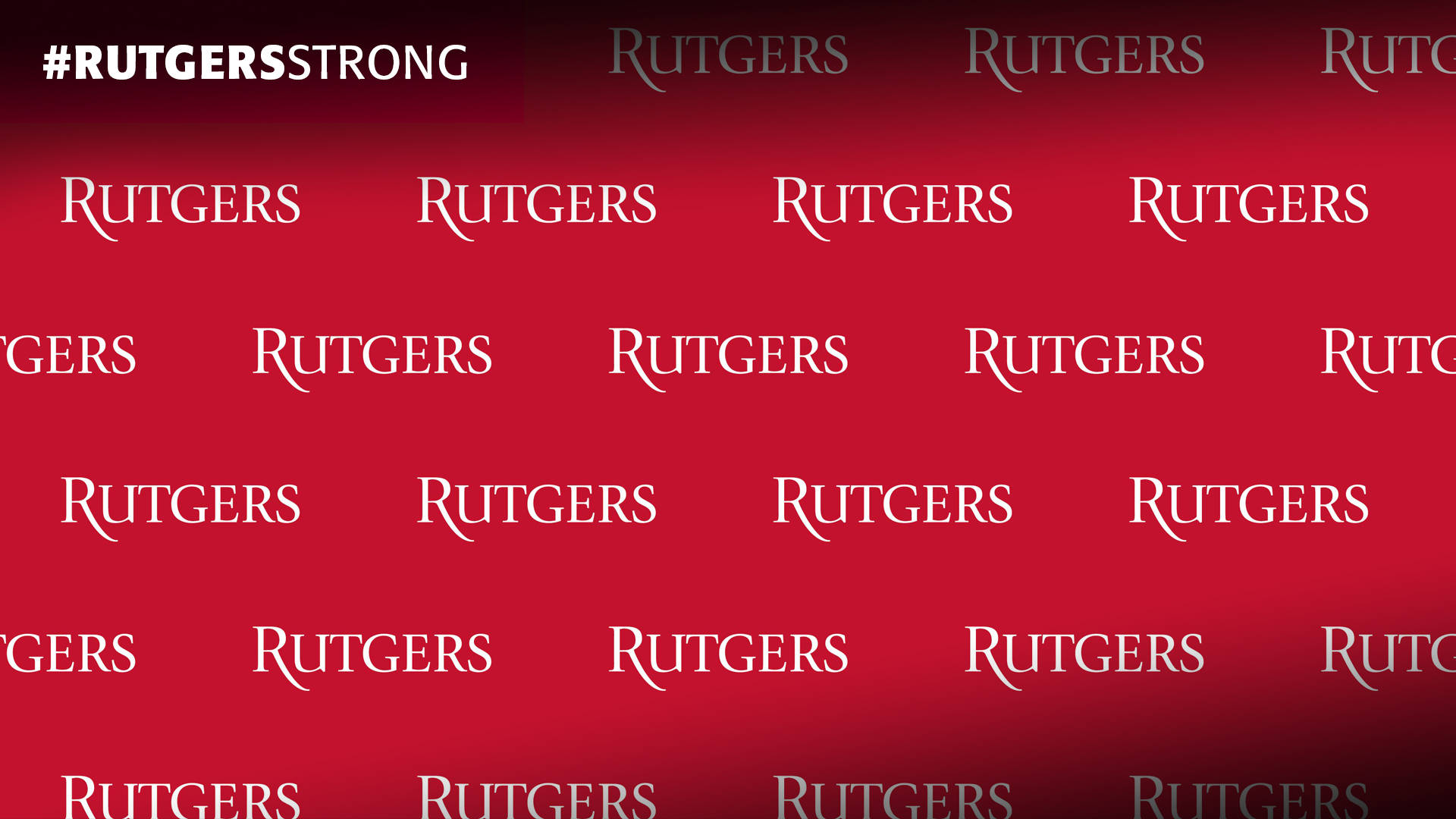 美學 桌布 壁紙 — 大膽的紅色背景，充滿重複的白色Rutgers文字，左上角有一個標籤。