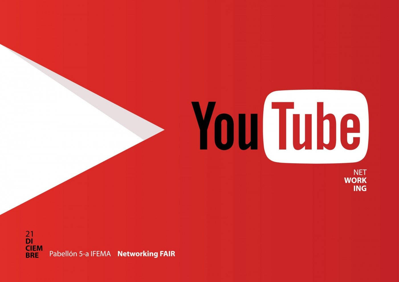 YouTube Logo 桌布 壁紙 — 大膽的紅色背景，帶有YouTube標誌和白色播放按鈕圖案，宣傳聯誼會。