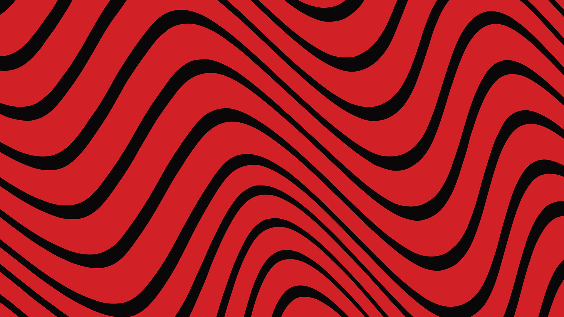 Pewdiepie 桌布 壁紙 — 大膽的紅色背景，流動的黑色波浪線條營造出催眠般的視錯覺圖案。