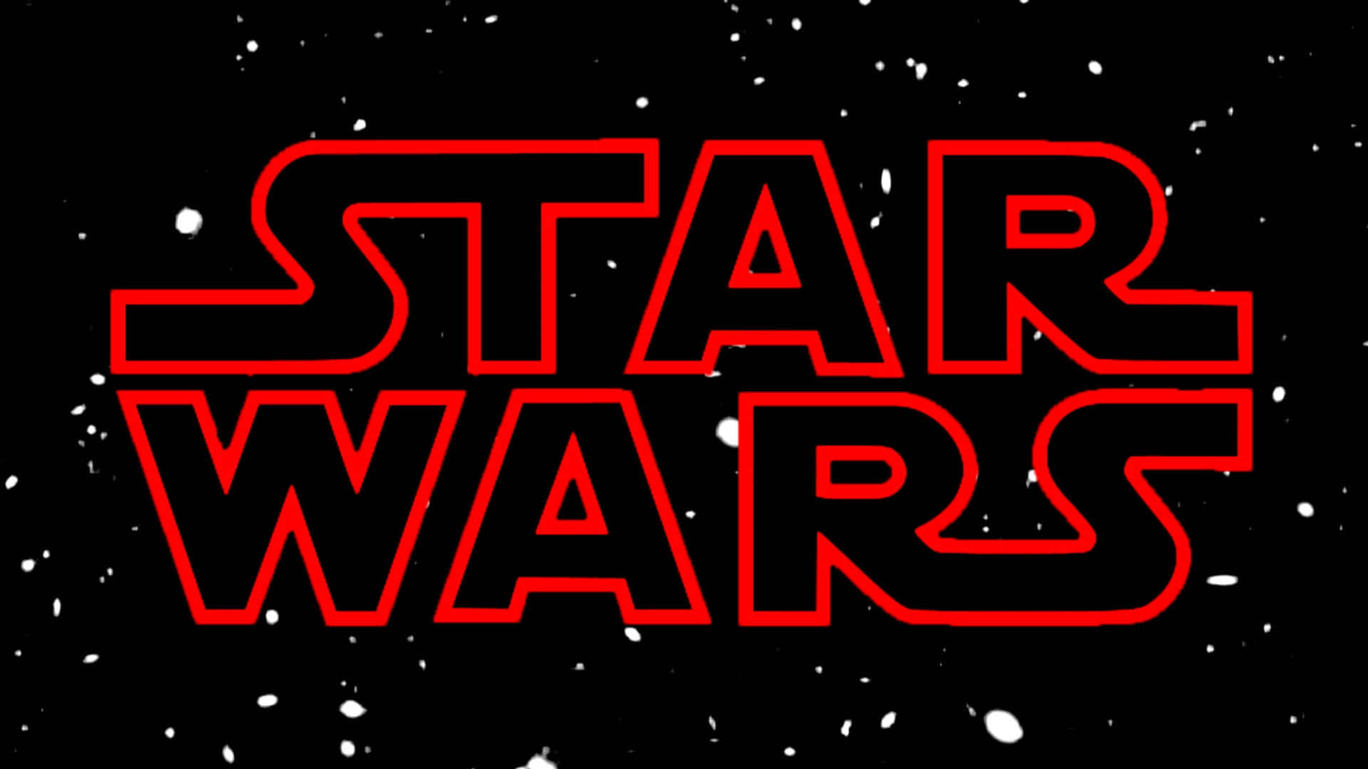 Star Wars Space 桌布 壁紙 — 大膽的紅色輪廓星際大戰標誌漂浮在深空星場背景上。
