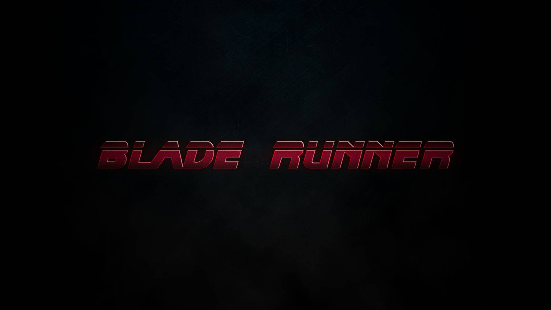 blade 桌布 壁紙 — 大膽的紅色金屬「Blade Runner」標題在深色紋理背景上發光，帶有微妙的光線。