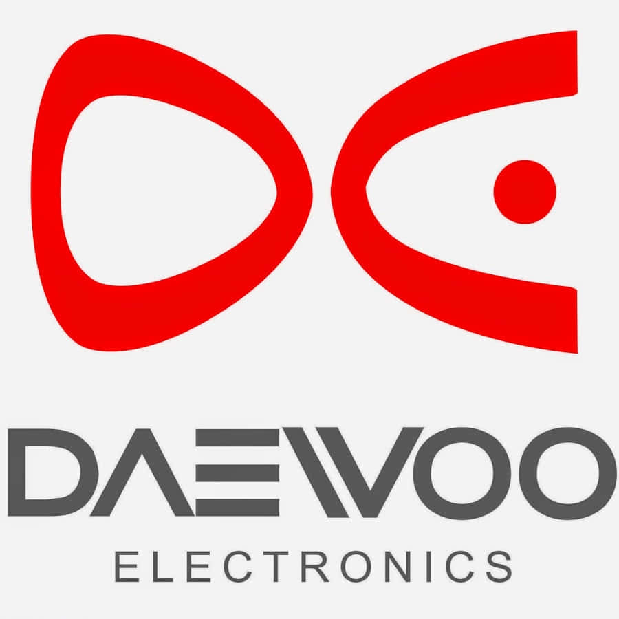 Daewoo 桌布 壁紙 — 大膽的紅色風格化DC標誌，淺灰色背景上帶有灰色Daewoo Electronics文字。