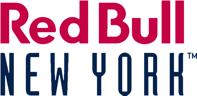 紅牛 桌布 壁紙 — 大膽的紅藍色 Red Bull New York 標誌文字，黑色背景，簡潔現代字體。