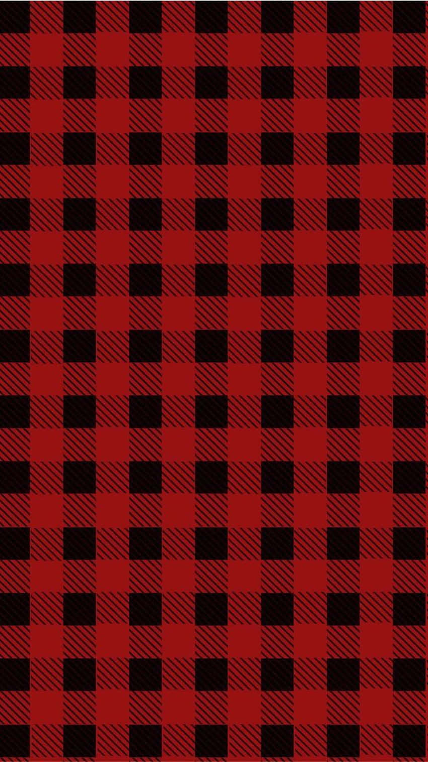 Black And Red Plaid 桌布 壁紙 — 大膽的紅黑 buffalo 格紋圖案，每個方格內有對角線條紋。