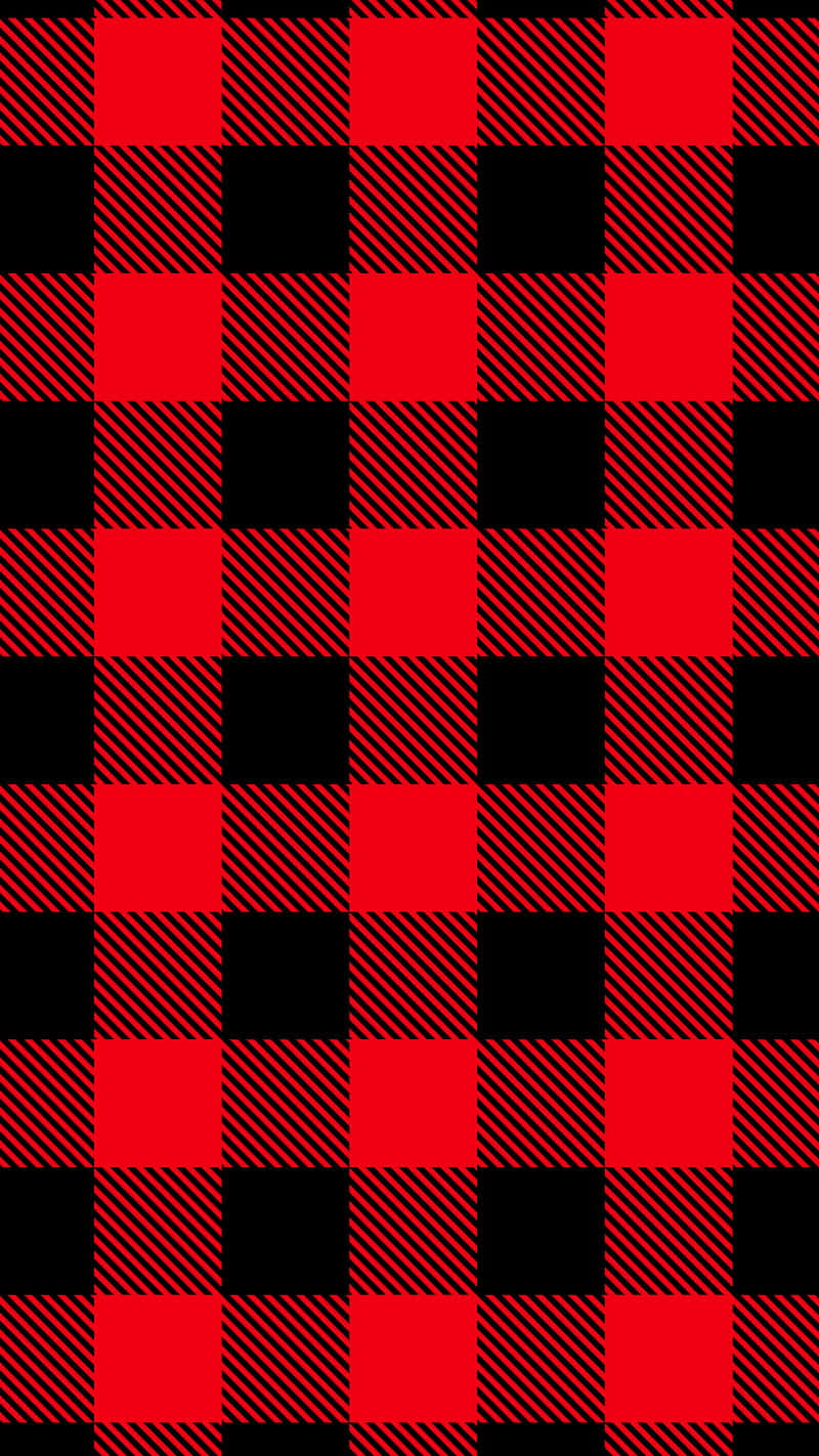 Plaid 桌布 壁紙 — 大膽的紅黑 buffalo 格紋圖案，交替方格中帶有對角線條紋。