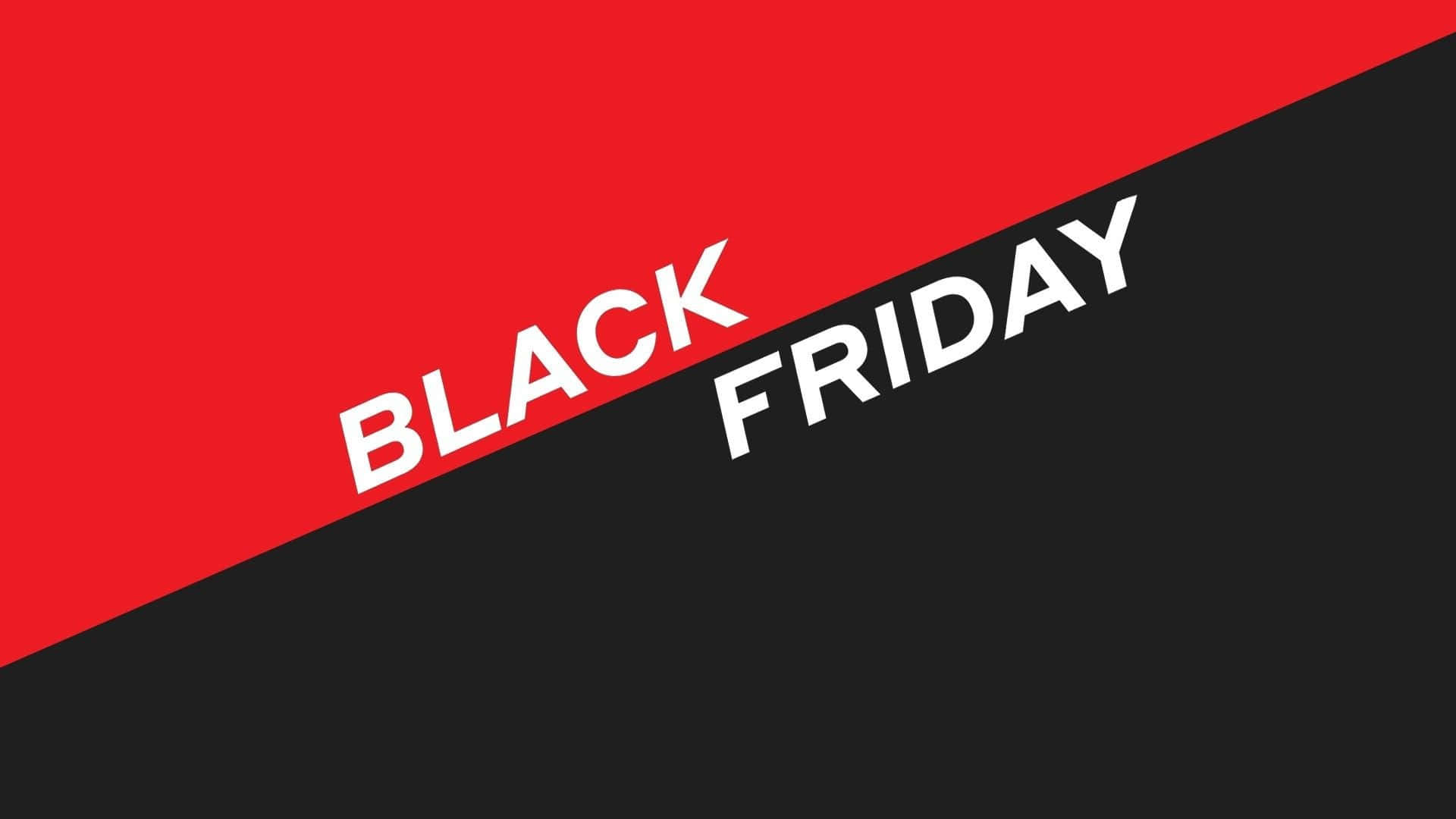 Friday 桌布 壁紙 — 大膽的紅黑斜角分割，配上白色「BLACK FRIDAY」文字，營造出高對比度的促銷圖像。