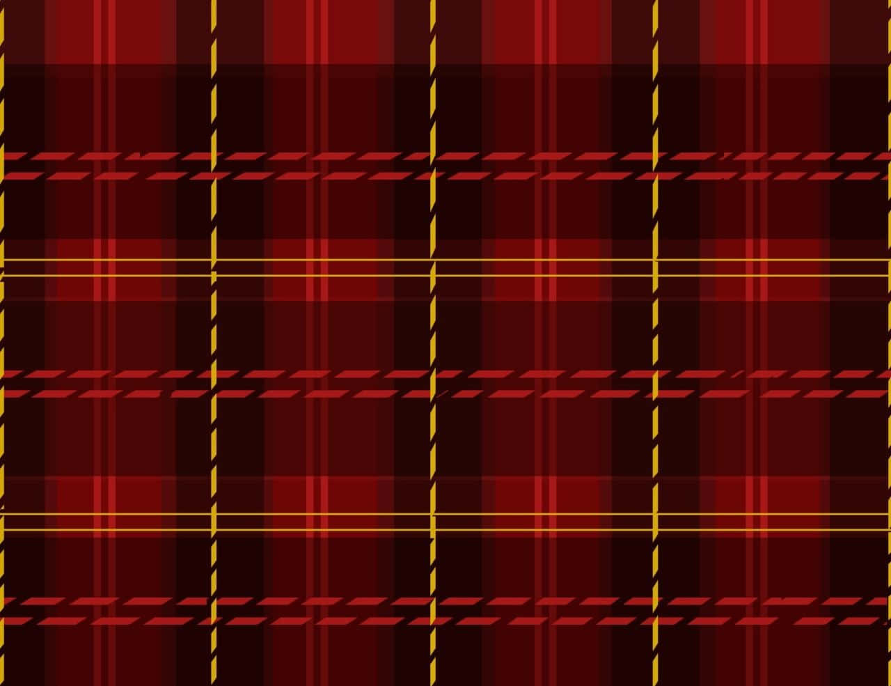 Plaid 桌布 壁紙 — 大膽的紅黑格紋圖案配以金色縫線，營造出豐富質感的布料設計。