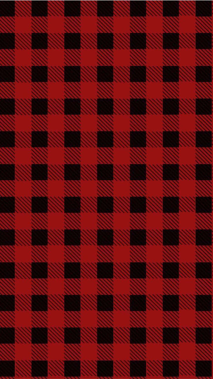 Checkered 桌布 壁紙 — 大膽的紅黑水牛格紋圖案，在重複網格上帶有對角線陰影線。