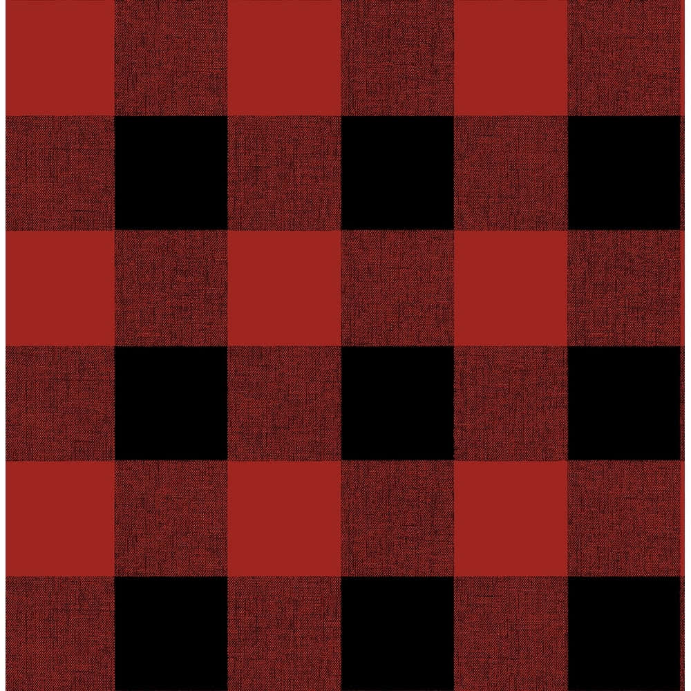 Checkered 桌布 壁紙 — 大膽的紅黑水牛格紋圖案，帶有可見的編織紋理。