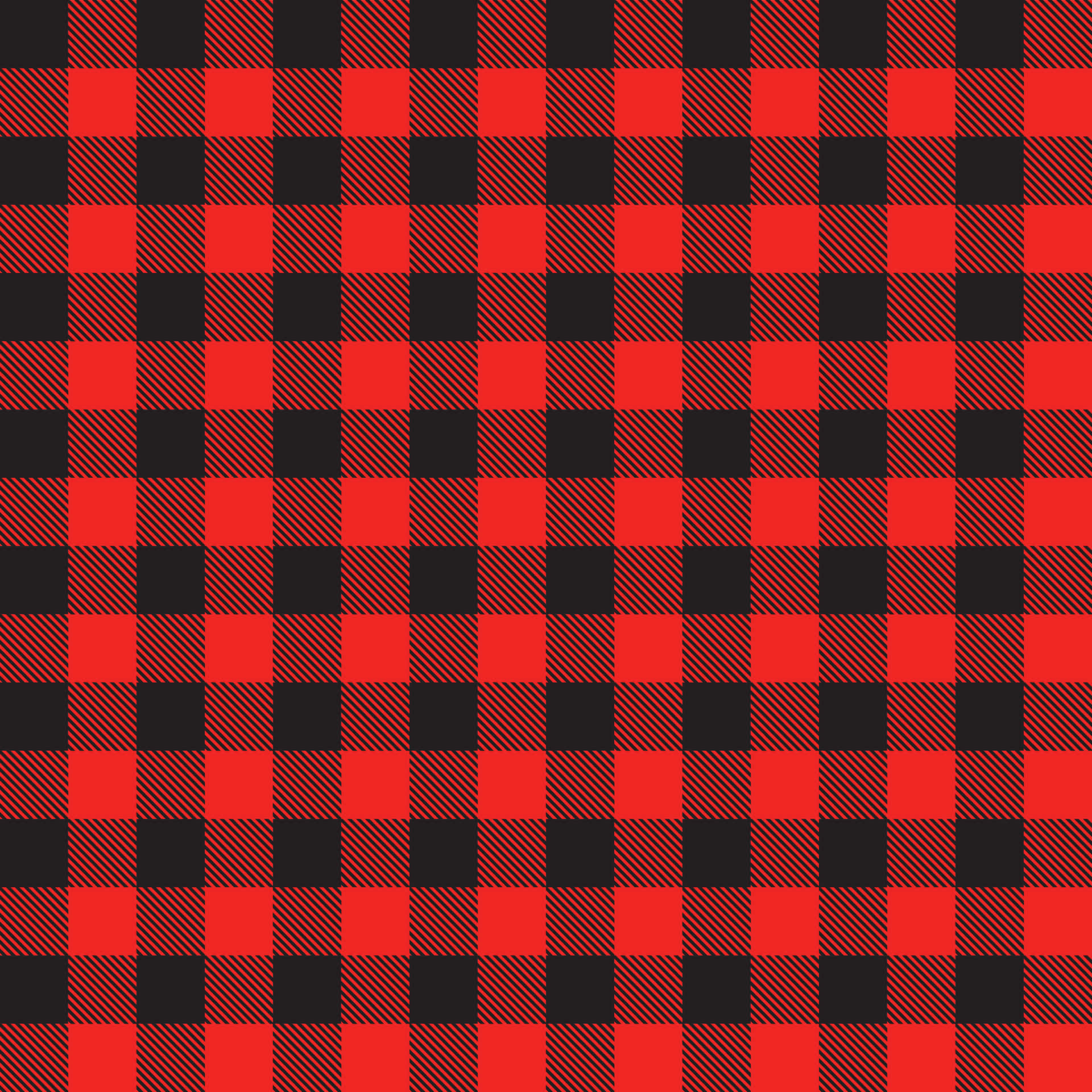 Red Checkered 桌布 壁紙 — 大膽的紅黑水牛格紋圖案，每個方格內帶有對角線條紋。