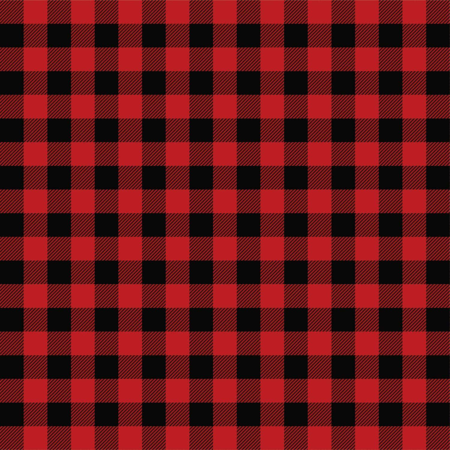 Plaid 桌布 壁紙 — 大膽的紅黑水牛格紋圖案，每個方格內帶有對角線陰影。