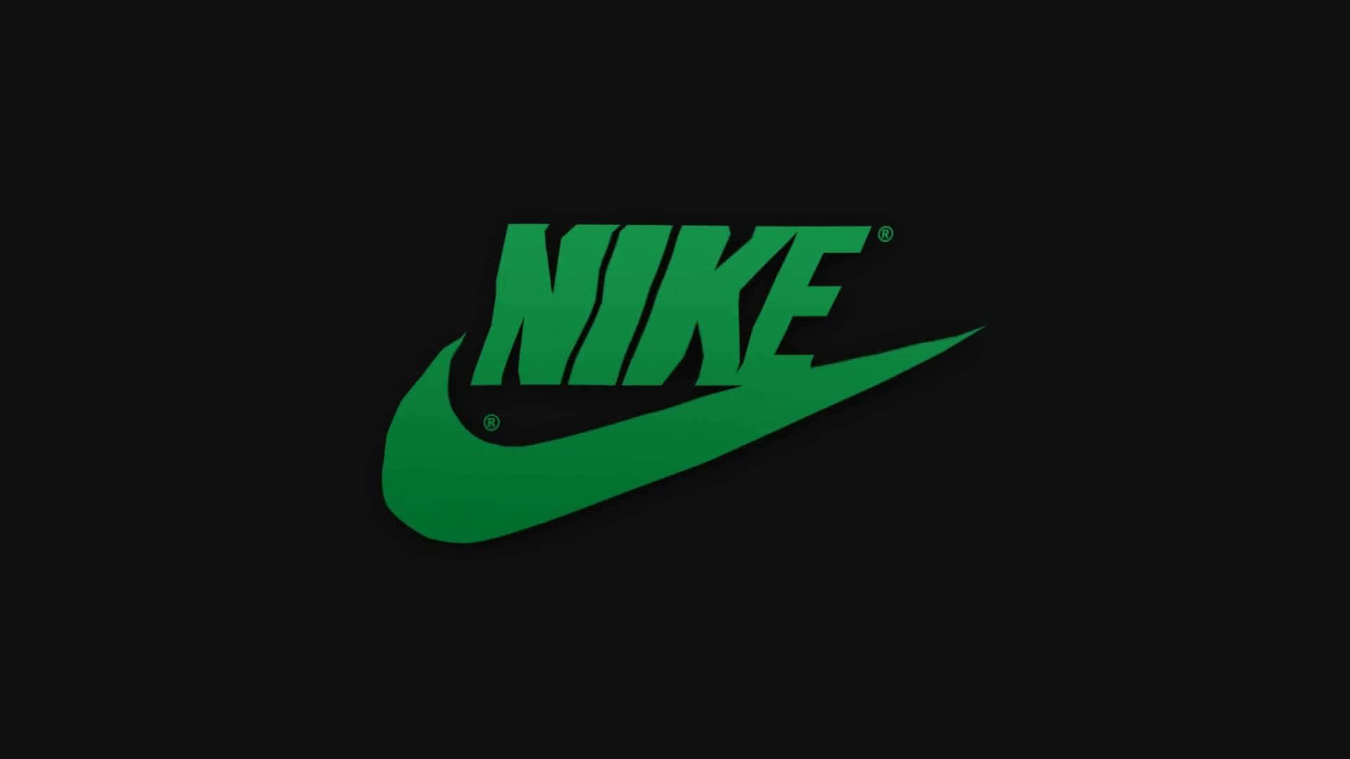 Nike 桌布 壁紙 — 大膽的綠色Nike標誌，中央有勾號，位於純黑色背景上。