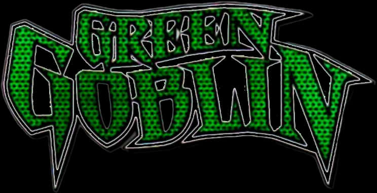 Villain 桌布 壁紙 — 大膽的綠色紋理 'GREEN GOBLIN' 標誌，帶有鋸齒狀白色輪廓，背景為黑色。