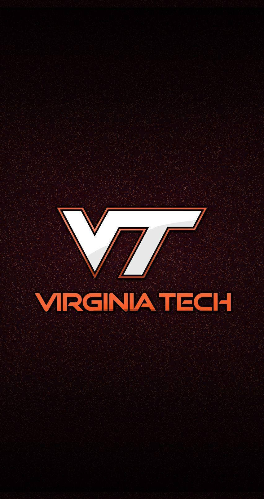 Virginia Tech 桌布 壁紙 — 大膽的維吉尼亞理工大學標誌，白色和橙色VT標誌居中於有紋理的深棗紅色背景上。