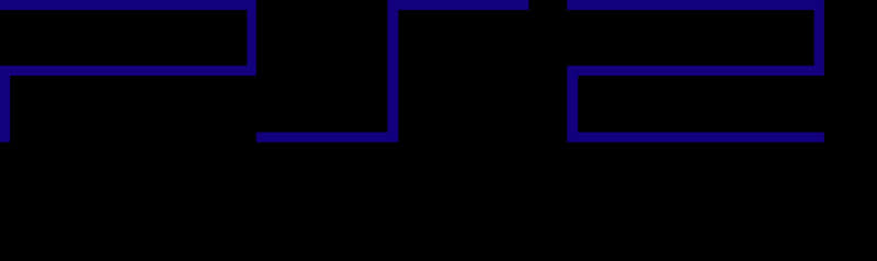 Playstation Logo 桌布 壁紙 — 大膽的藍色 PlayStation 2 標誌在帶有銳利幾何線條的純黑背景上發光。