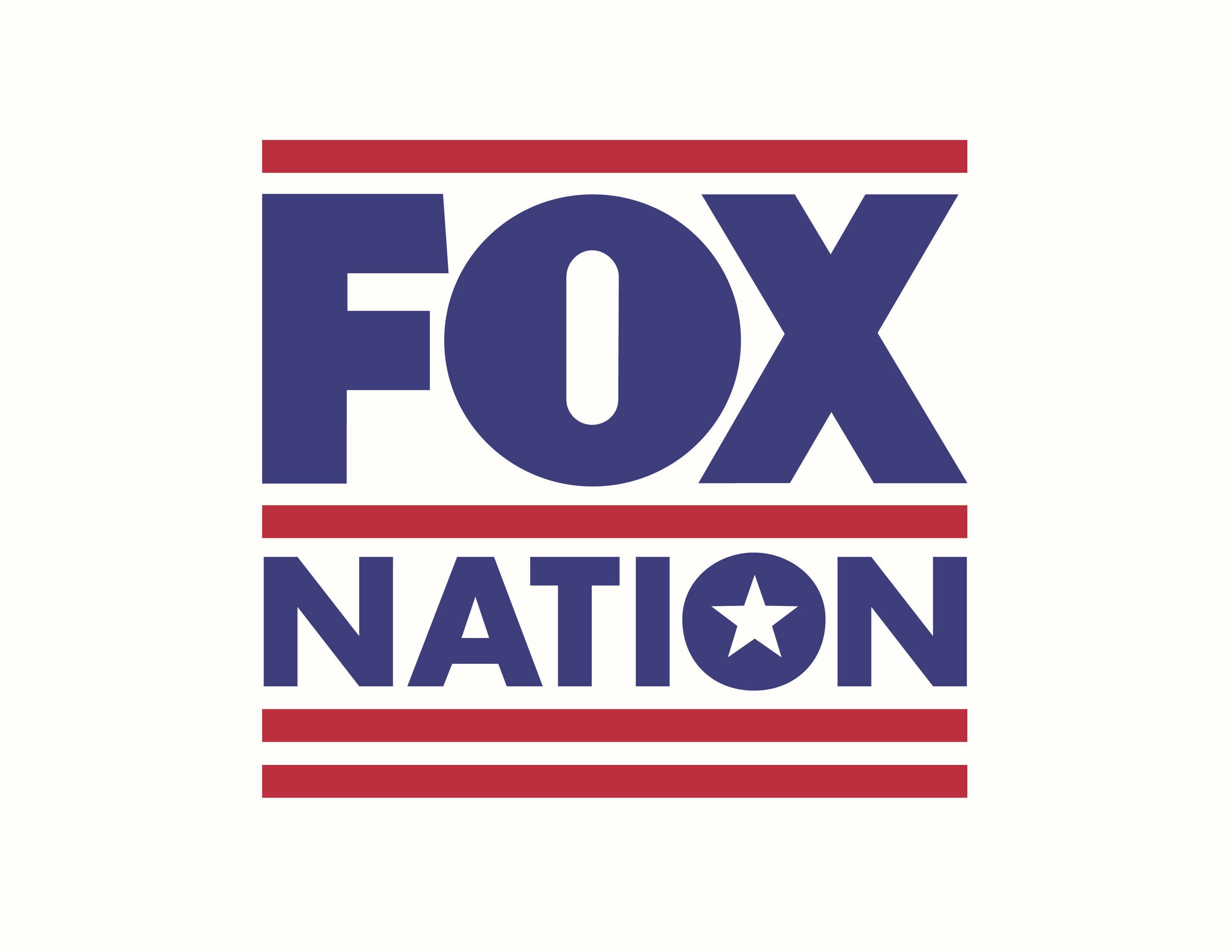 News 桌布 壁紙 — 大膽的藍色Fox Nation標誌，以紅色條紋和字母o上的白色星星框住