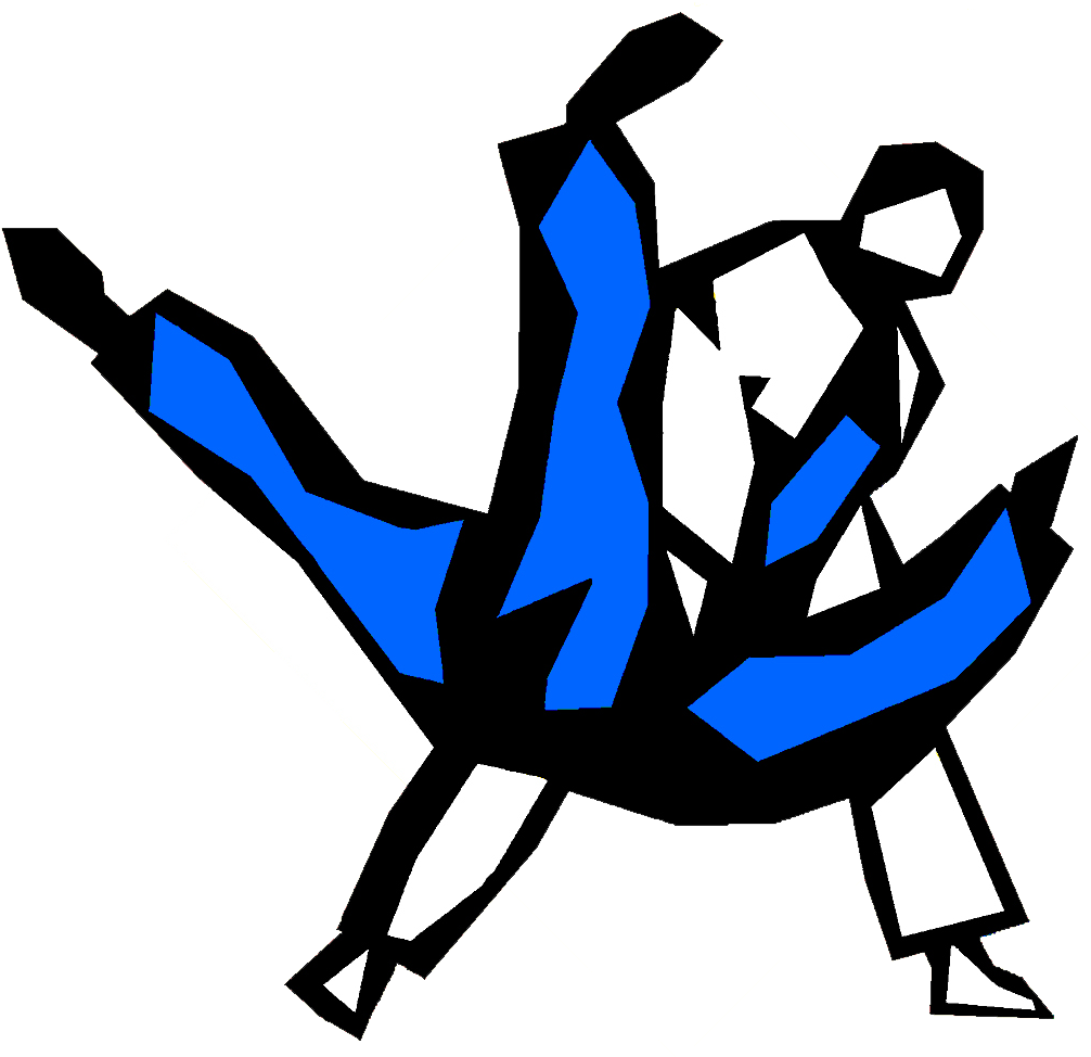 martial arts 桌布 壁紙 — 大膽的藍色和白色抽象幾何形狀在黑色背景上爆炸，帶有細金輪廓。