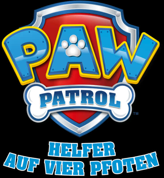 帶有德文文字 helper auf vier pfoten 的 Paw Patrol 標誌