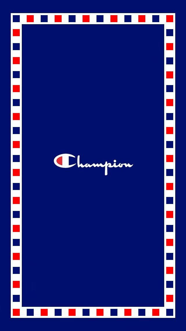 藍底白色 Champion 標誌，帶紅、藍、白格子邊框。 — Valorant Logo 壁紙