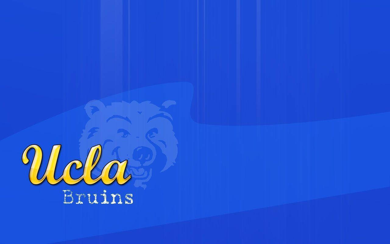  壁紙 — 大膽的藍色背景上，金色UCLA Bruins標誌後面有熊的剪影。