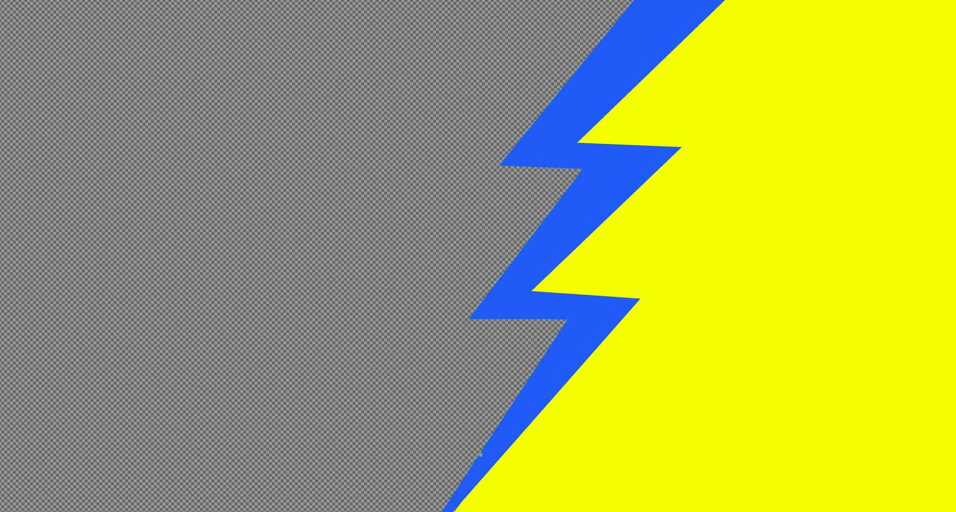 Lightning Bolt 桌布 壁紙 — 大膽的藍色閃電將灰色棋盤格左側與充滿活力的黃色右側分開。