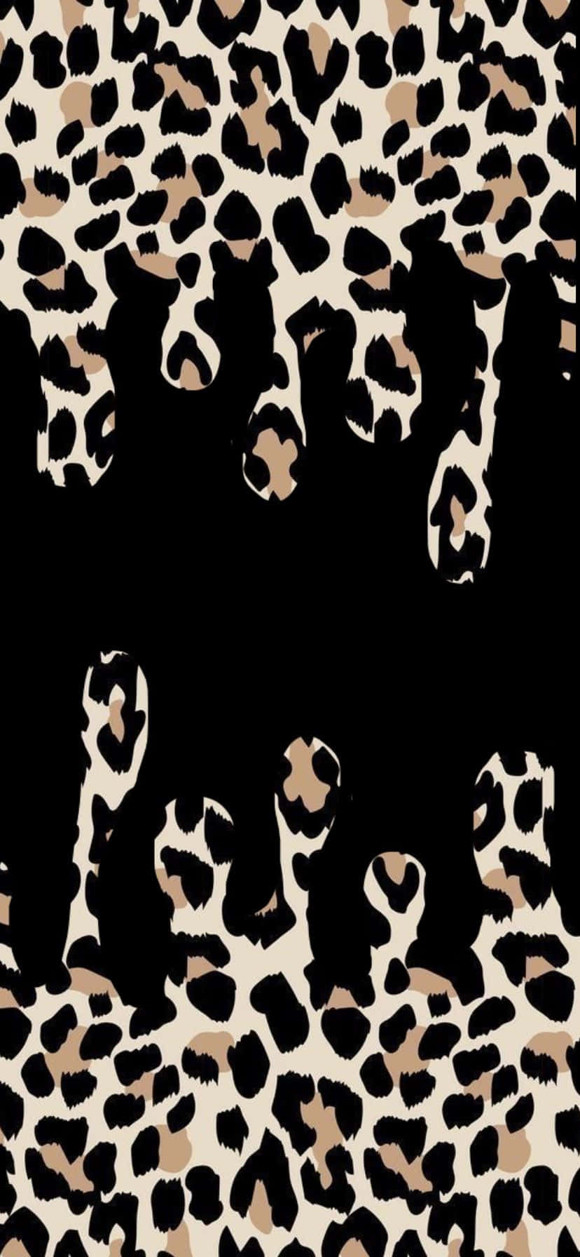 Cheetah Print 桌布 壁紙 — 大膽的豹紋圖案在純黑背景上以風格化圖形設計滴落。