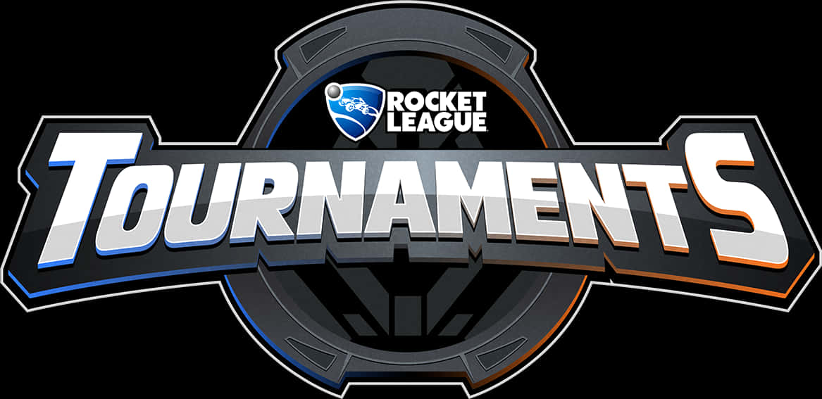 遊戲 桌布 壁紙 — 大膽的金屬標誌，適用於Rocket League錦標賽，帶有發光邊緣和深色圓形徽章。