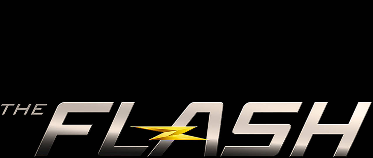 閃電俠 桌布 壁紙 — 大膽的金屬銀色 The Flash 標誌，黃色閃電位於 FLASH 字樣下方中央，背景為黑色。