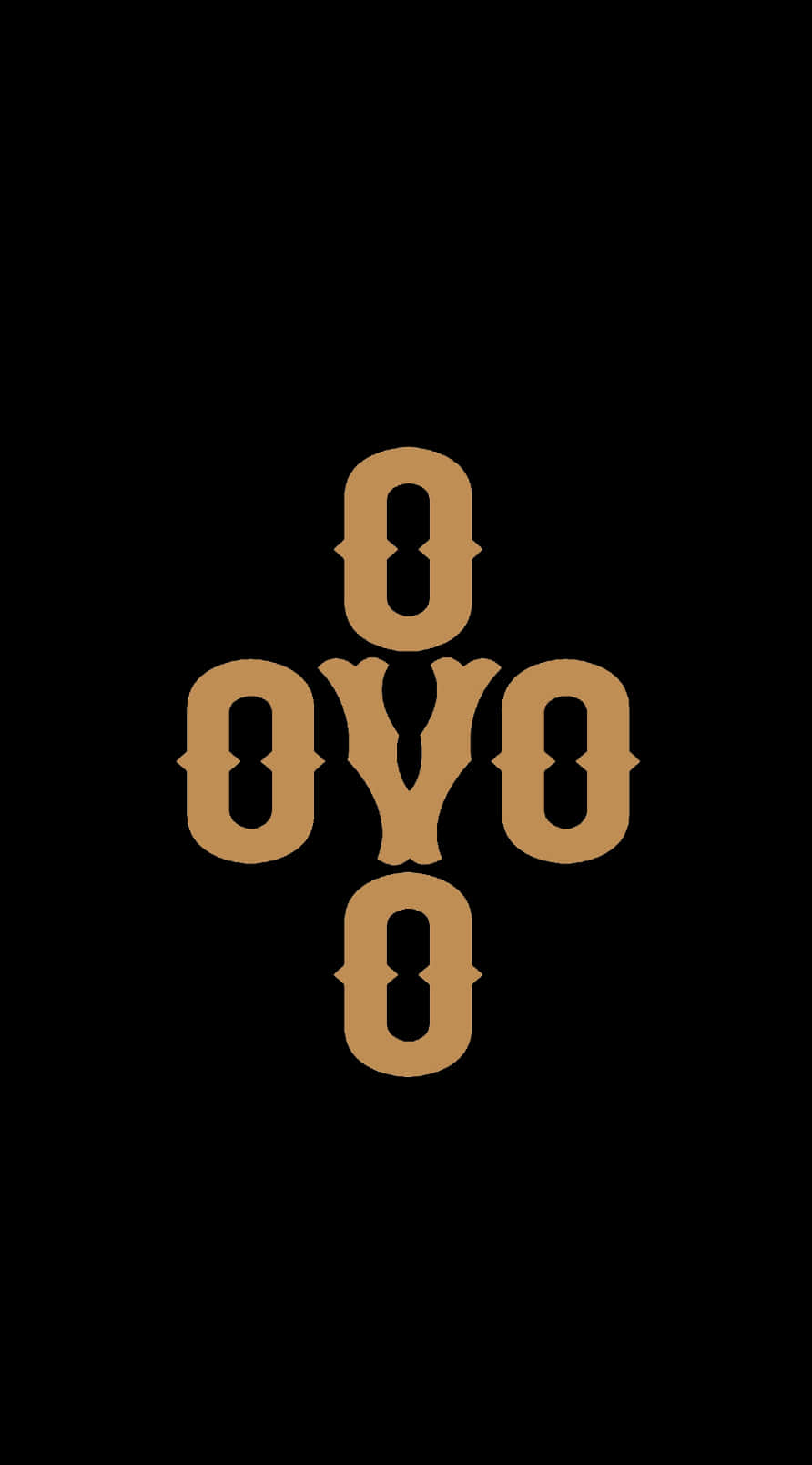 Ovoxo 桌布 壁紙 — 大膽的金色OYO標誌居中於純黑色背景上，呈現極簡對稱。