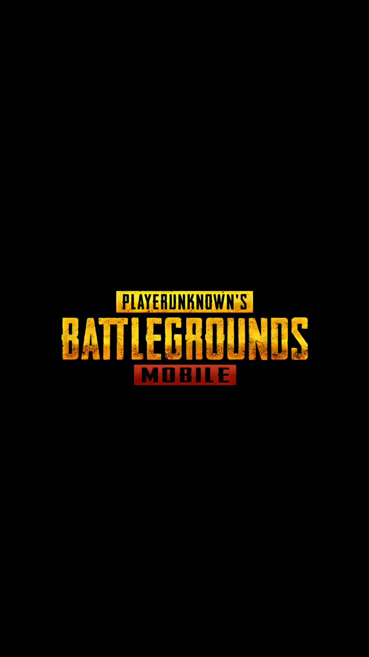 Pubg Logo 桌布 壁紙 — 大膽的金色和紅色PUBG Mobile標誌，居中放置在帶有粗糙紋理的簡潔黑色背景上。