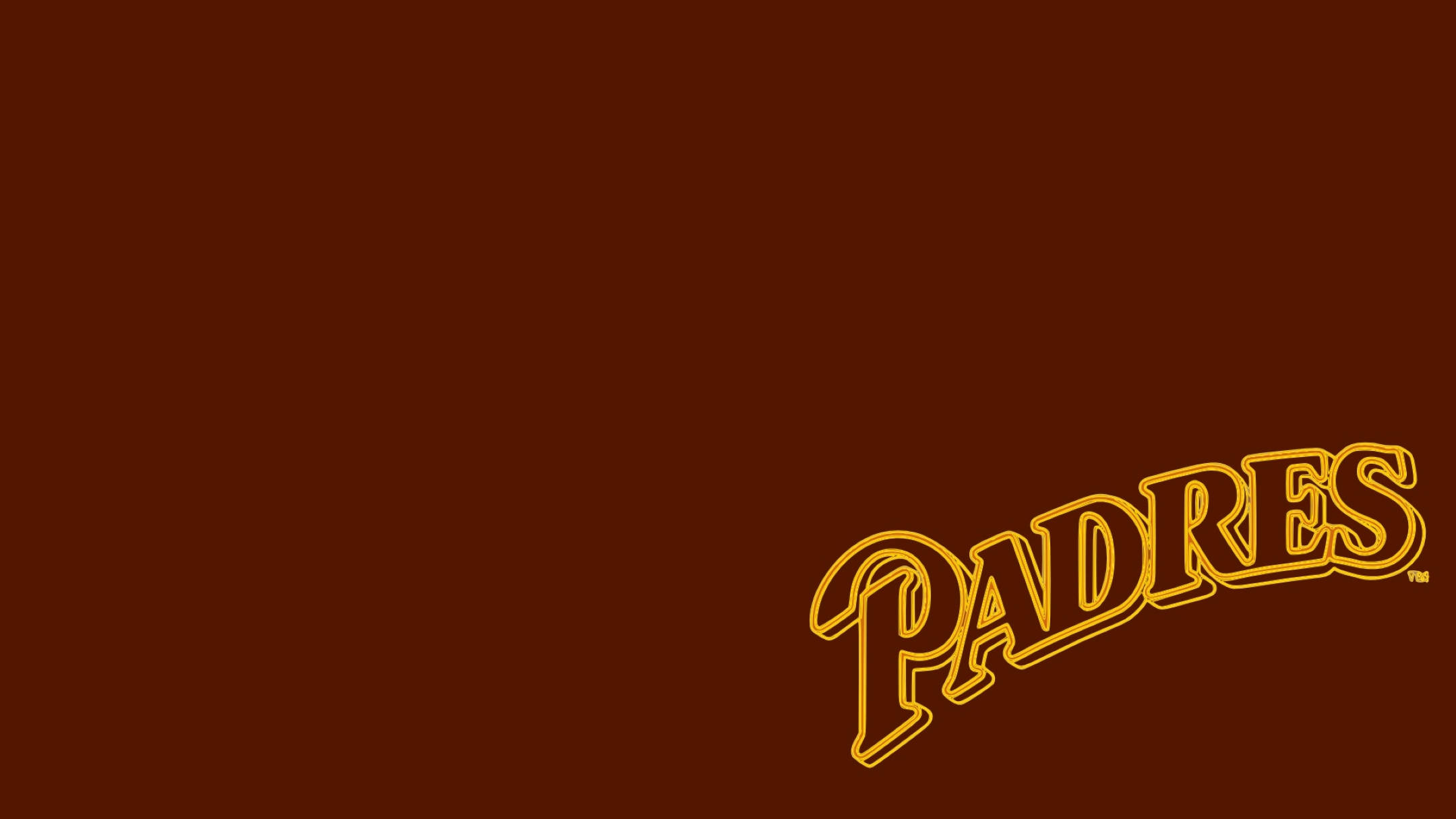Padres 桌布 壁紙 — 大膽的金色教士隊標誌以草書字體位於純深棕色背景上。