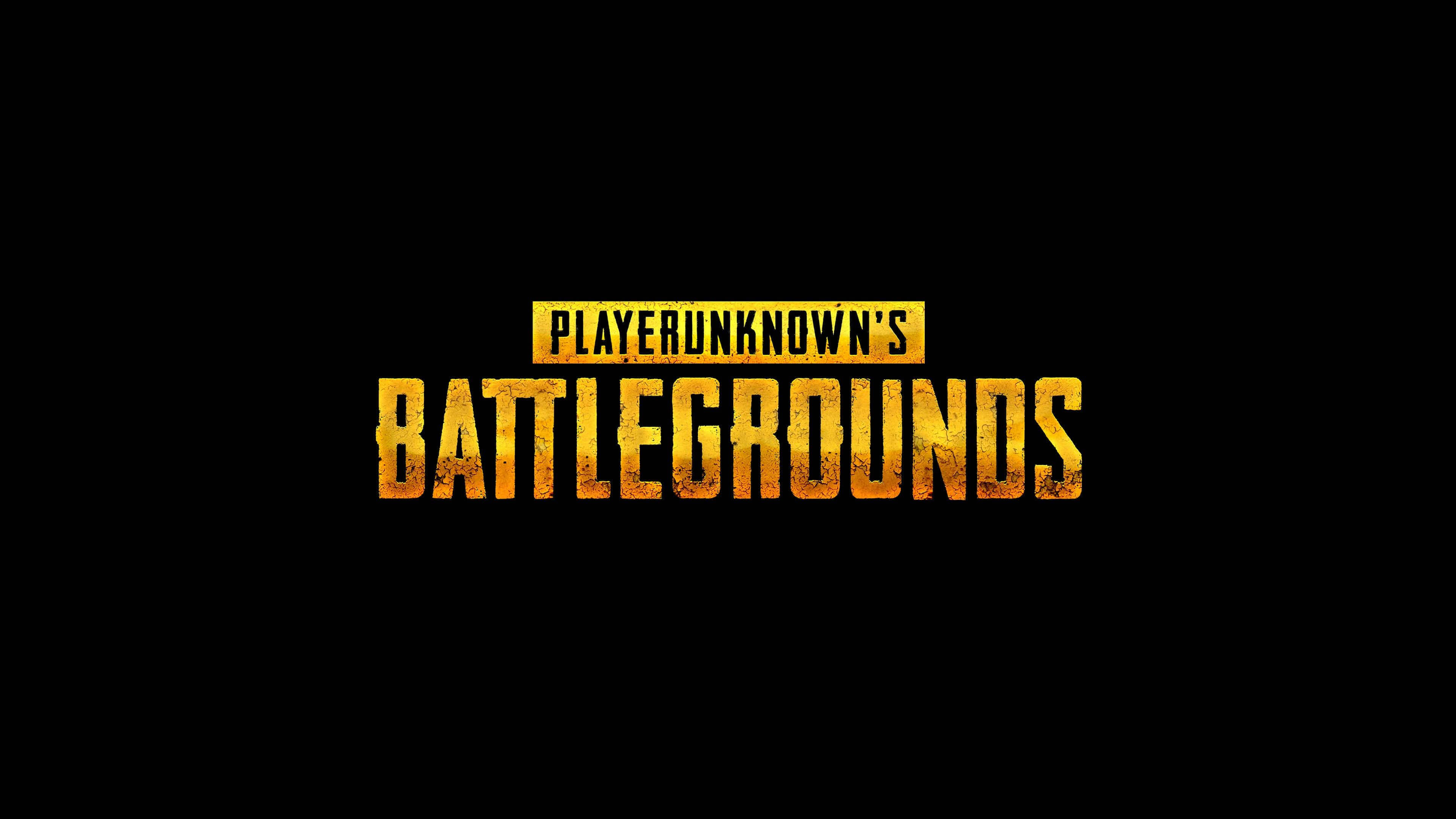 絕地求生 桌布 壁紙 — 大膽的金色紋理PUBG標誌居中在樸素的黑色背景上，帶有粗糙的磨損效果。