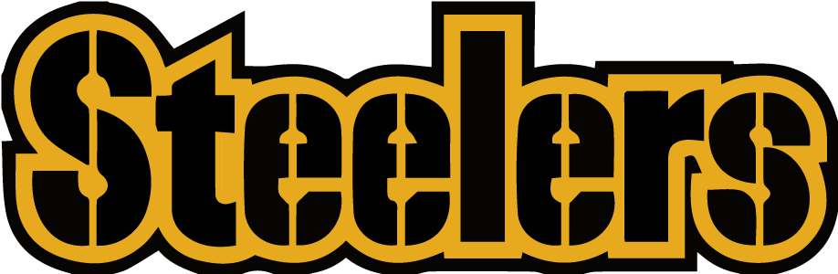 鋼人隊 桌布 壁紙 — 大膽的金色鋼人隊標誌，帶有黑色鏤空和銳利的幾何細節，背景為黑色。