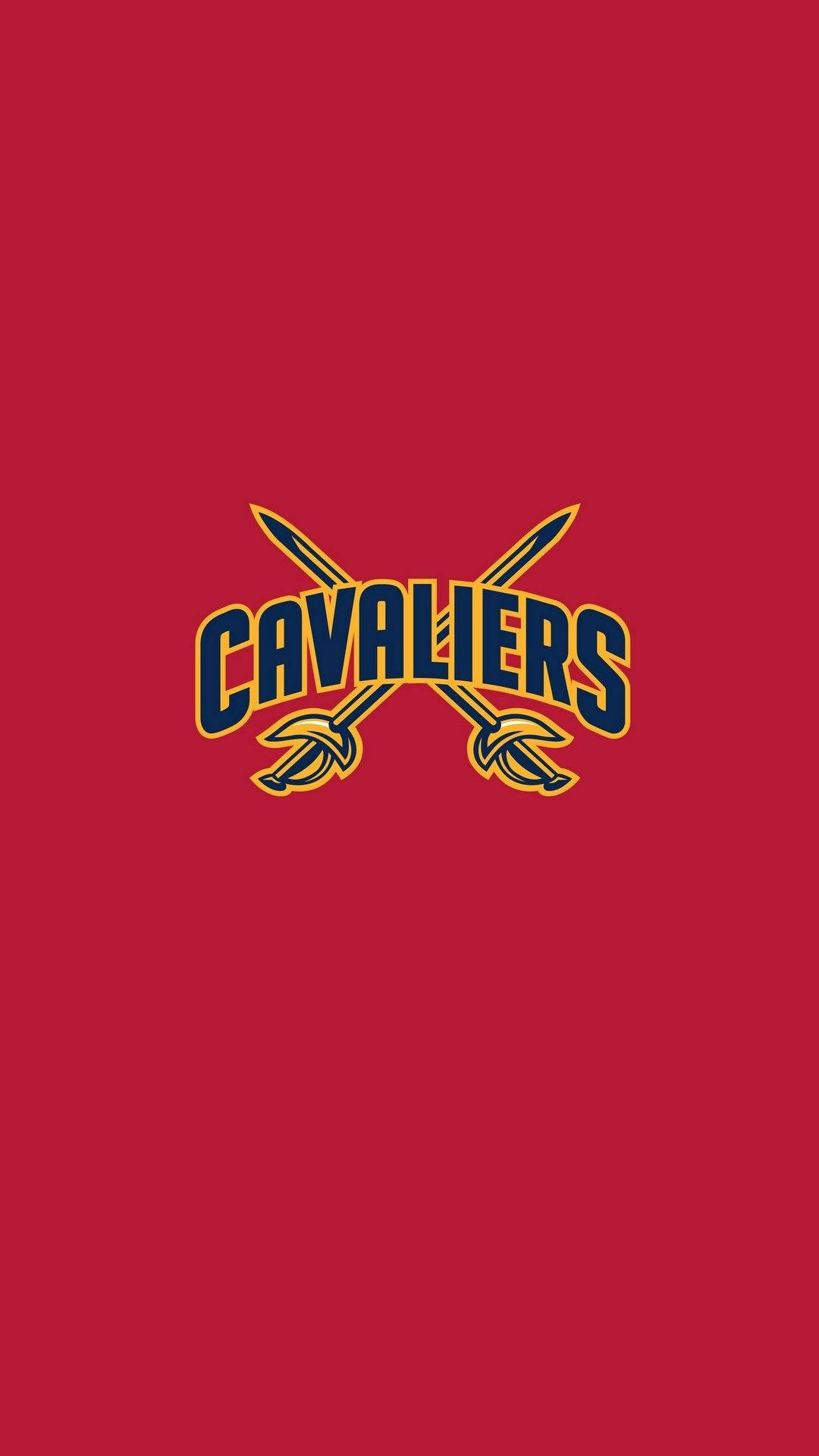 cavaliers 桌布 壁紙 — 大膽的騎士隊標誌，帶有交叉的劍，置於純紅色背景上。