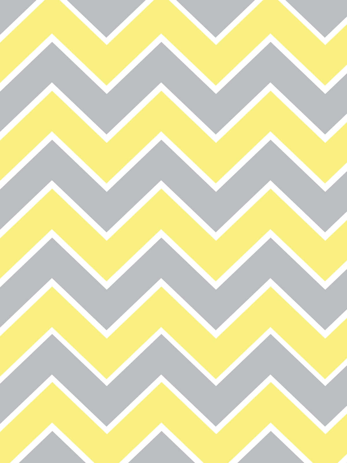Cute Chevron 桌布 壁紙 — 大膽的黃灰人字形圖案搭配清晰的白色輪廓，營造出現代幾何壁紙設計。