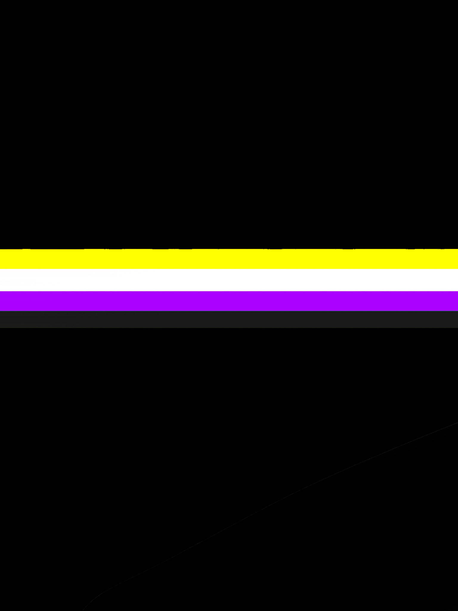 Nonbinary 桌布 壁紙 — 大膽的黃色、白色和紫色水平條紋橫跨在純黑色背景上。