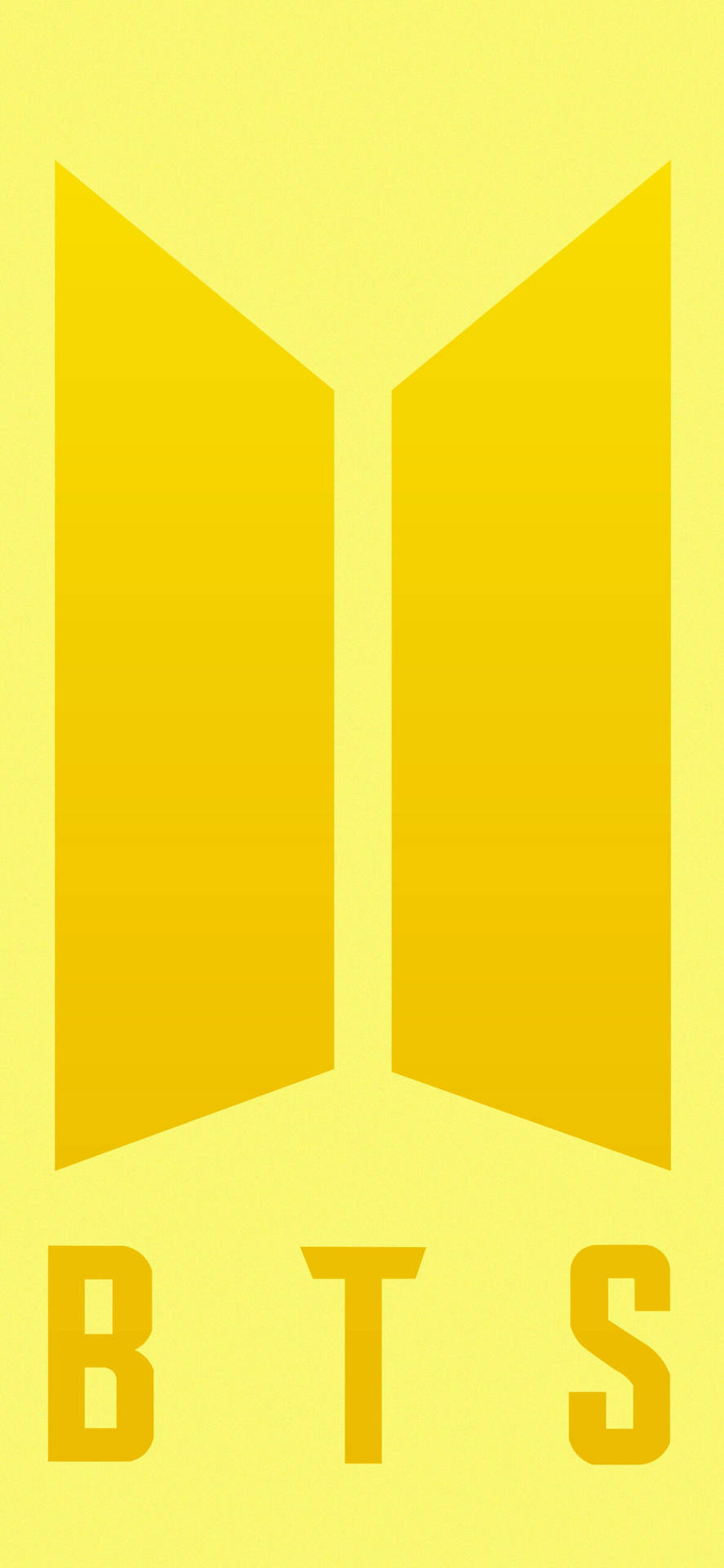 BTS標誌，帶有黃色蝴蝶翅膀和粗體文字，背景為黃色 — BTS標誌 壁紙